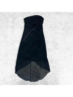 Byer Too! Y2K Black Ruched Bodice Strapless High Low Sparkly Dress - L